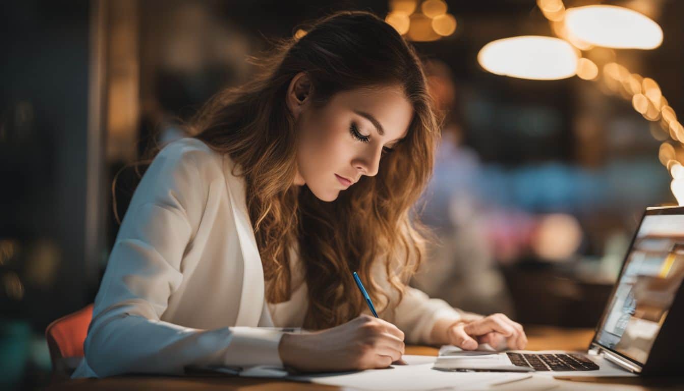 A person sitting at a computer, filling out a sick note form.