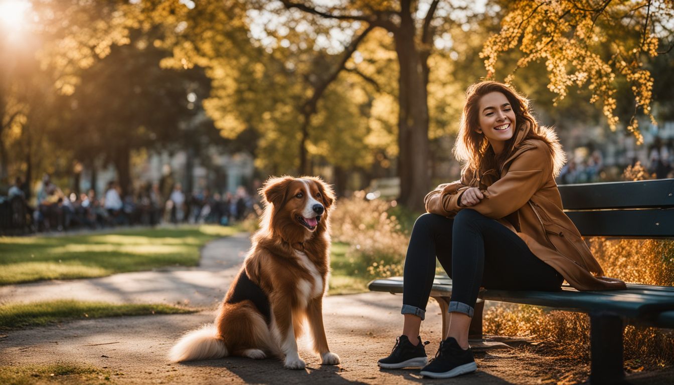 A person with their emotional support animal enjoying nature in a park.