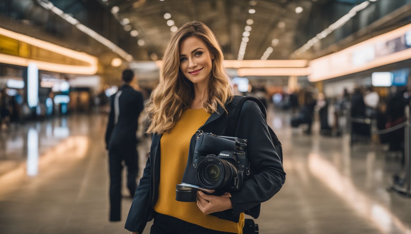 A well-packed travel bag with a Fit to Fly Certificate in an airport terminal.